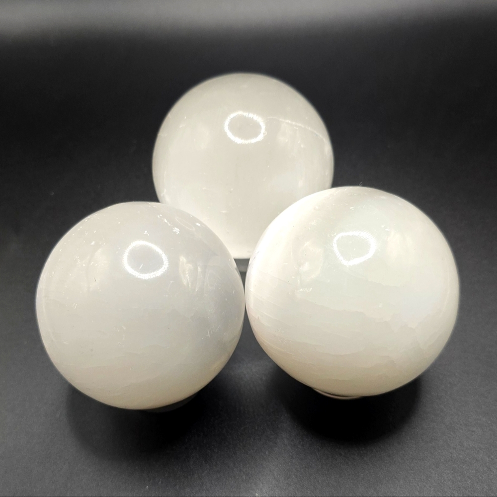 4" Optical Selenite Spheres (set of 3)